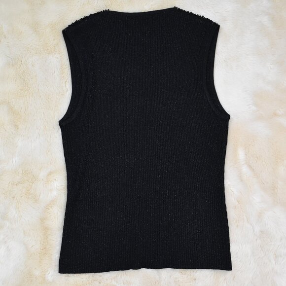VTG Talk Of The Walk Beaded Sleeveless Sweater Blouse Black Size S M L - Picture 12 of 15
